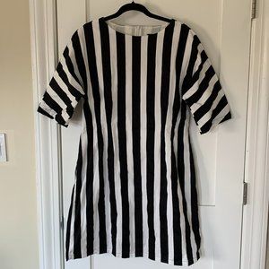 Black and white striped Marimekko dress